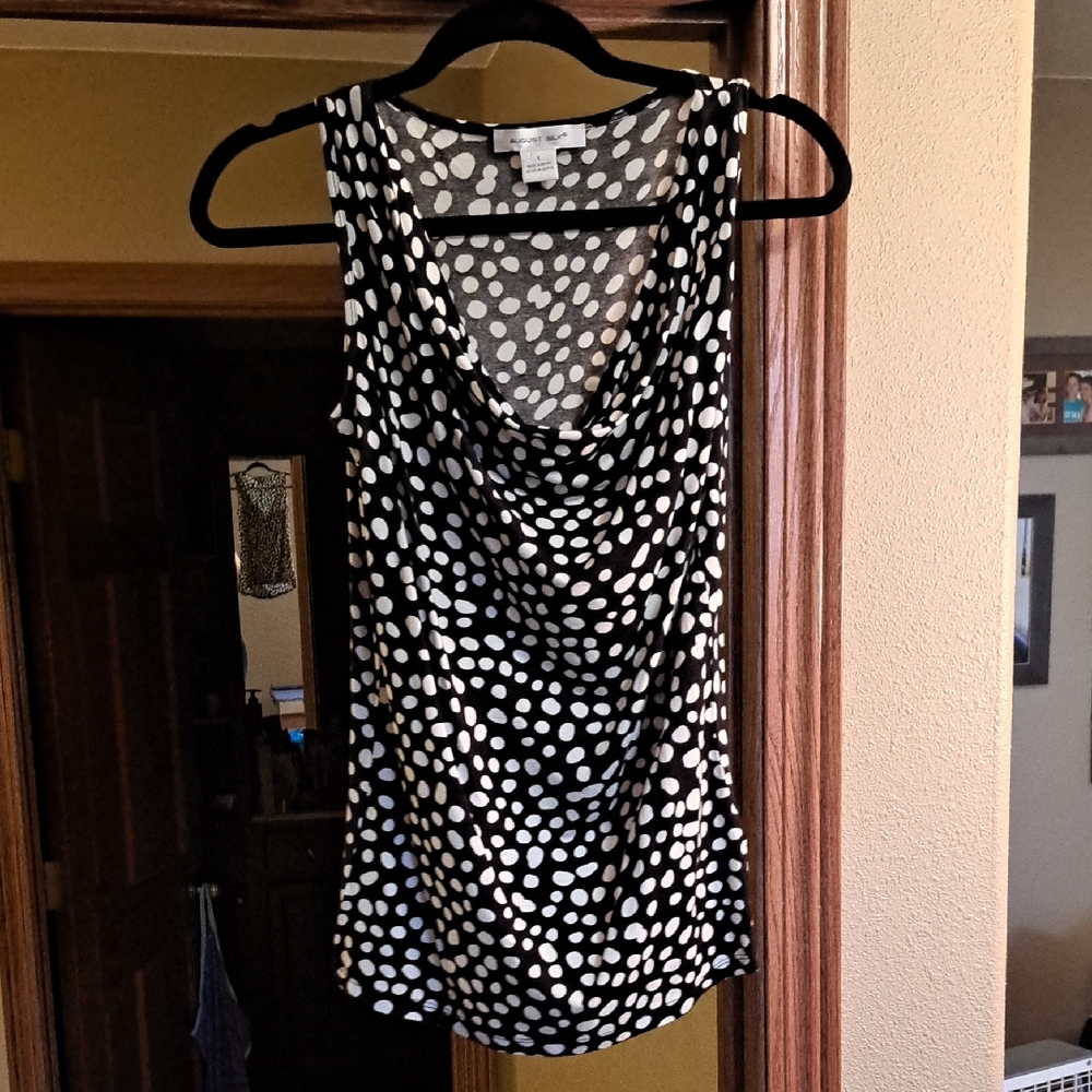 august silk Black & White Polka Dot Cowl Neck Tank